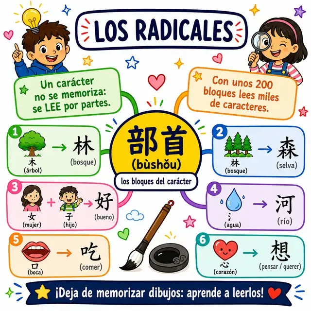 Mapa mental: los radicales, las piezas del carácter